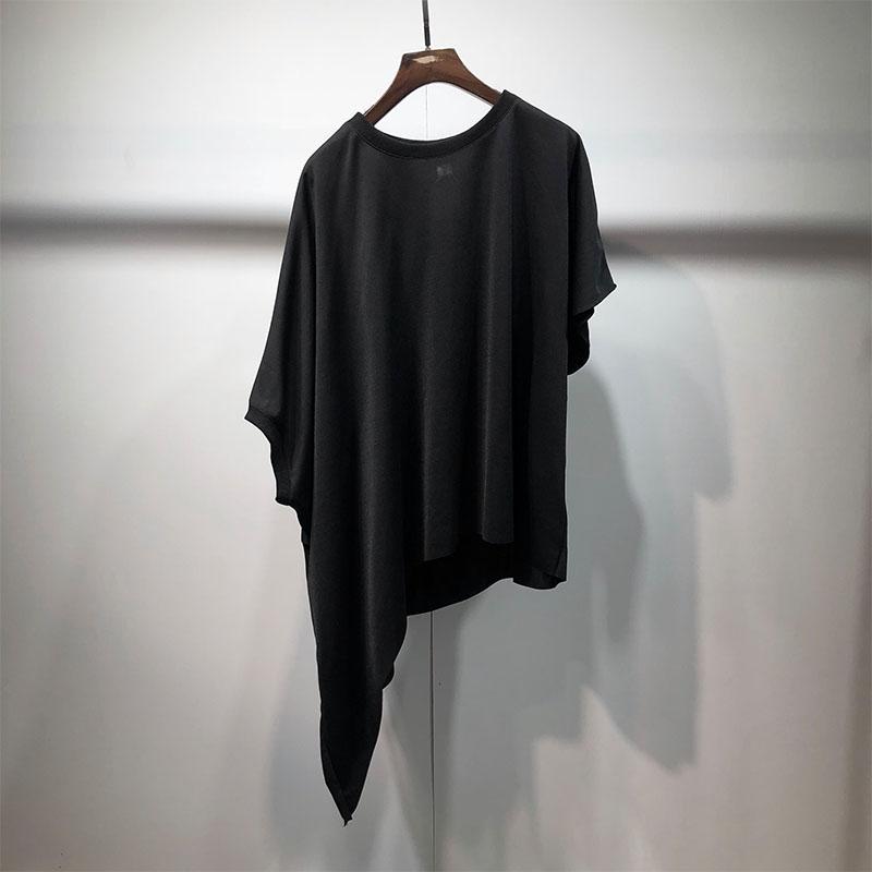 メンズ ファッション 夏 ダーク 不規則 斜め裾 バットスリーブ Tシャツ ダーク風 ストリート