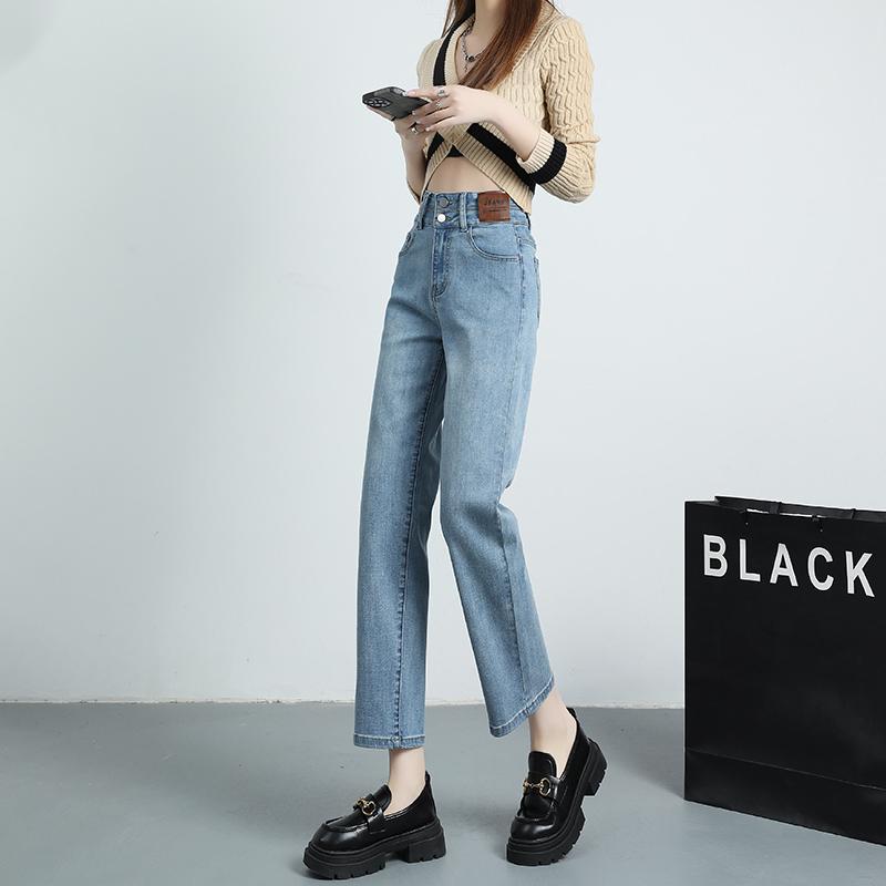 パンツ ズボン デニム ジーンズ レディース おしゃれ ファッション シンプル レディース ストレート 夏 薄手 ハイウエスト 9分丈 カジュアル 大きめサイズ｜セキュアデポ