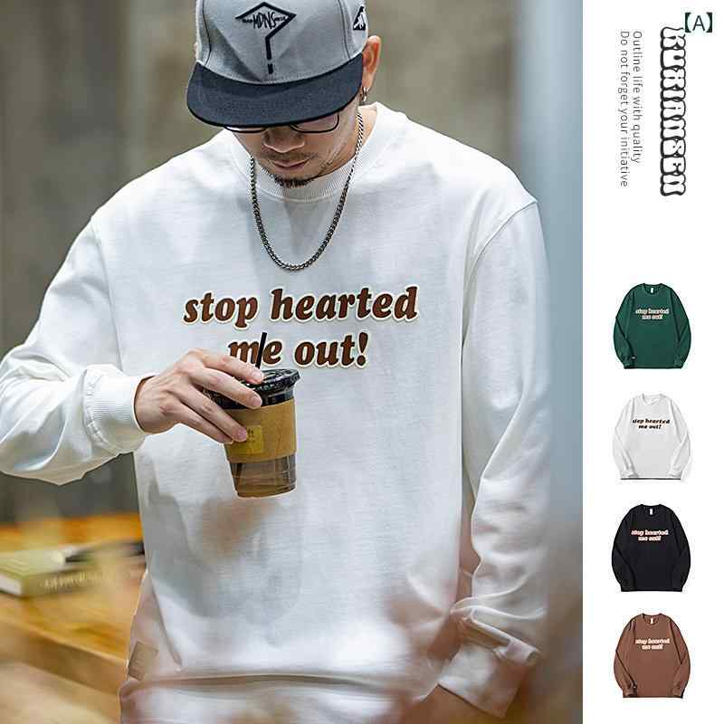 ヘビー フェイク 長袖 Tシャツ メンズ 春秋 ゆったり 大きめサイズ アメリカン トップス ボーイズ 綿 レイヤリングシャツ ラウンドネック