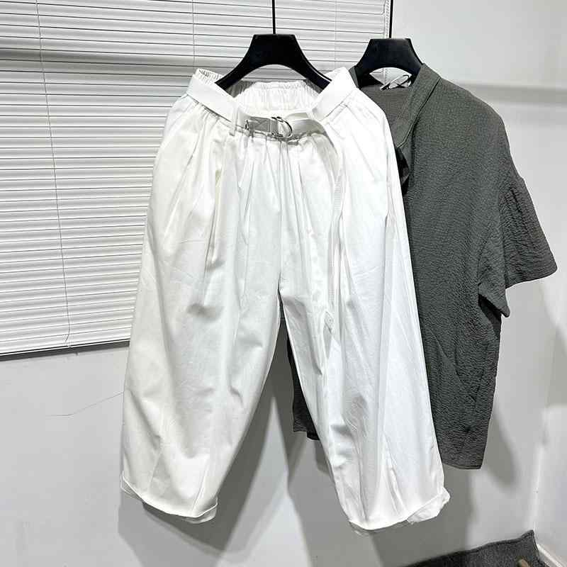 パンツ ズボン ボトムス メンズ おしゃれ ファッション シンプル 夏 ワイドレッグ ホワイト 九分丈 快適 ストレート ゆったり カジュアル 通気性
