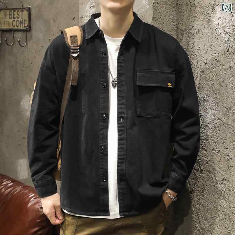 メンズ プルオーバー 上衣 長袖 秋冬 心地好い トップス 襟 前食い違い 名取り草 ゆったり 綿混紡 衣嚢かざり付ける レトロ感 無地 トップスステッジ 細工物御召しもの 否鉄 無地 黒いこと カーキ アーミーグリーン 大きめ大きさ メンズ 余暇