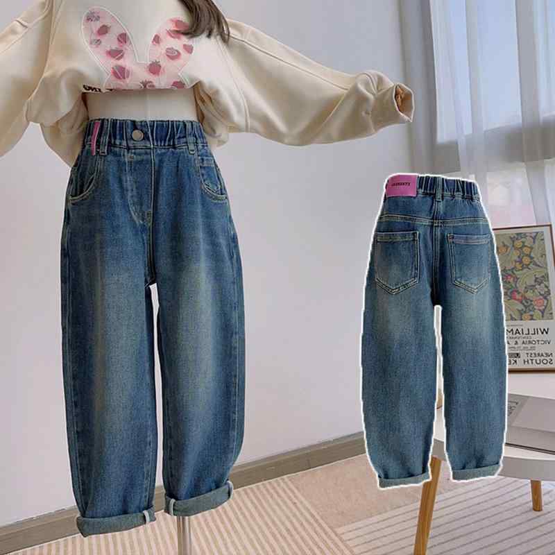 パンツ ズボン ボトムス おしゃれ ファッション 韓国 ジーンズ カジュアル 子供 春秋 デニム レジャー 女の子 ロング キッズ