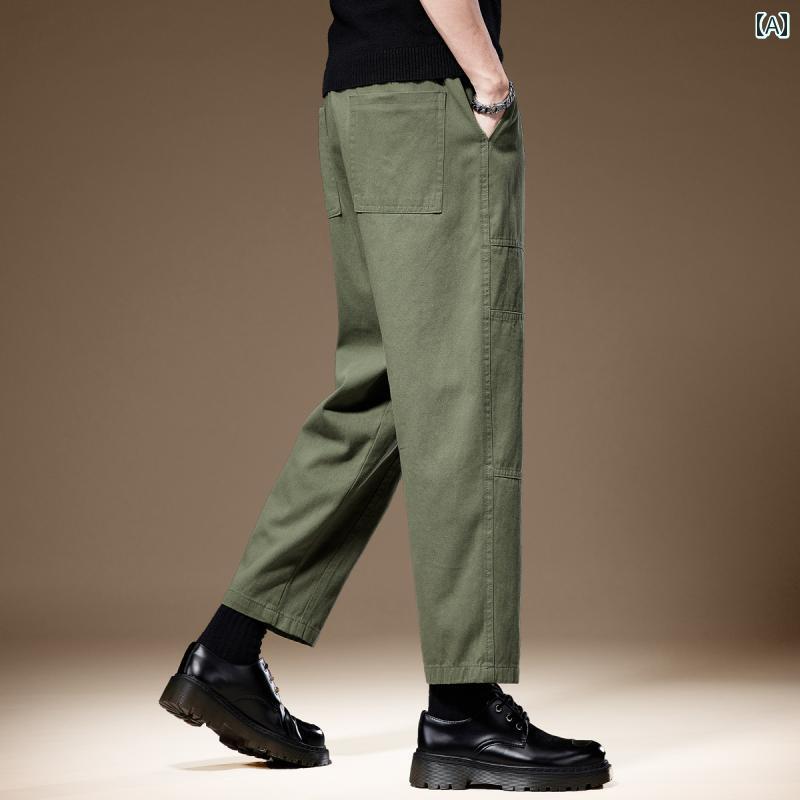 メンズ パンツ カジュアルパンツ 九分丈 ストレートパンツ 大きめサイズ 春秋 ベーシック シンプル ワーク レジャー 休日 デイリー