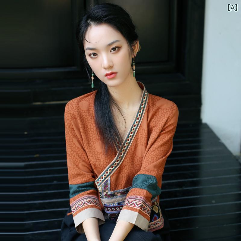レディース 綿麻 漢服 トップス チャイナ風 瞑想 春秋 茶師 仏教 瞑想 スーツ チャイナ風|セキュアデポ