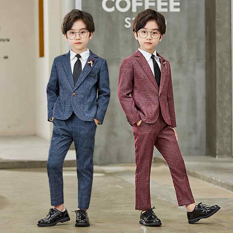 フォーマル スーツ キッズ 子供 発表会 結婚式 おしゃれ ファッション 男の子 春秋 ホスト フラワーガール ドレス チェック 韓国 ボーイズ ポリエステル セット ジャケット パンツ