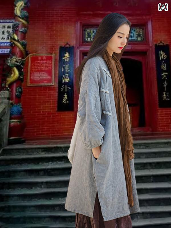 厚地の外套 瀬戸もの風 綿織物 朦々たる 烏兎 長袖 刺しゅう 仏教 思い入れる 思い入れる ゆったり 外来性 エスニック レディース 流行り物