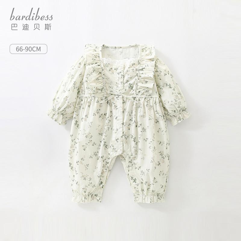 ベビー ロンパース ジャンプスーツ カバーオール 赤ちゃん品 おしゃれ ファッション 女の子 ワンピース かわいい 春秋 長袖 女の子 花柄 レトロ