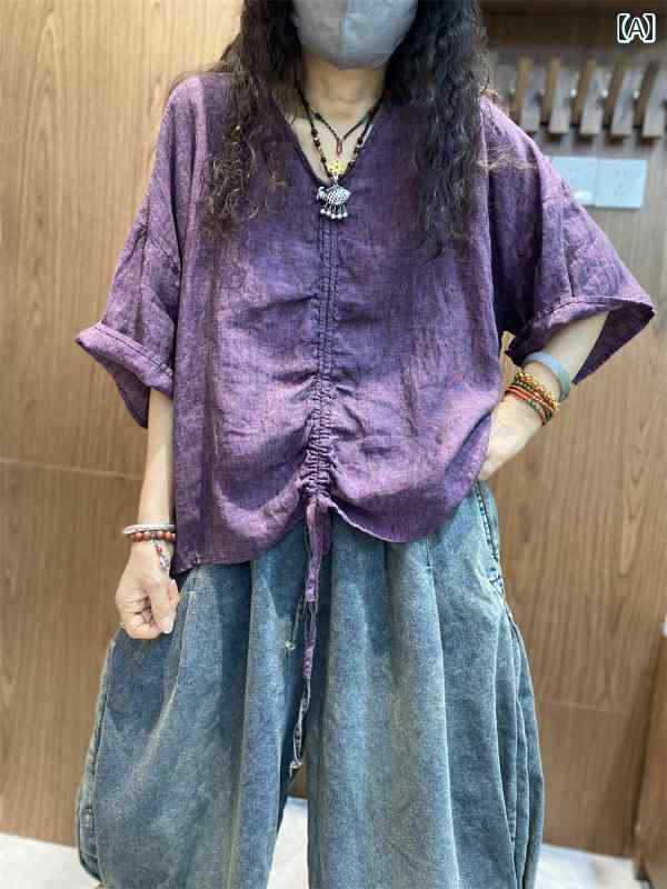 レディース トップス エスニック ボヘミアン 婦人服 レディース シャツ ブラウス カジュアル レトロ シンプル シャーリング 春