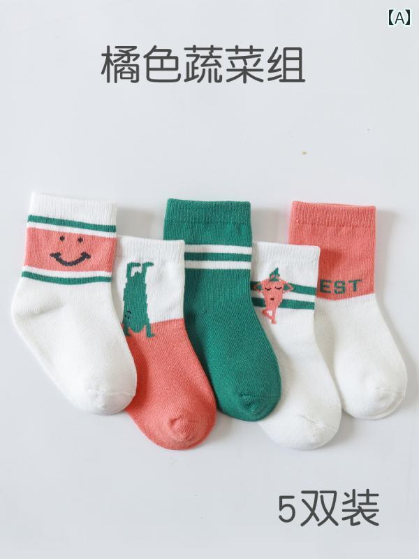 ベビー キッズ 子供 靴下 春秋 薄手 ふくらぎ ソックス 男の子 女の子 カレッジ ベビー ソックス 5足組 かわいい