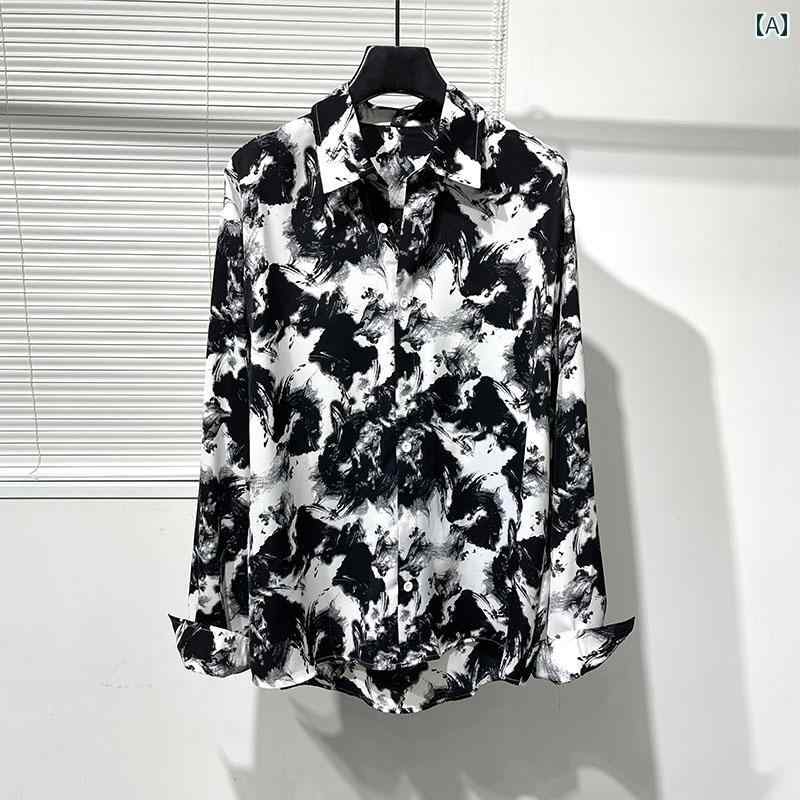柄シャツ かっこいい メンズ 紳士服 メンズ シャツ トップス 春 ユニーク 個性 モード ブラック 花柄 プリント ゆったり