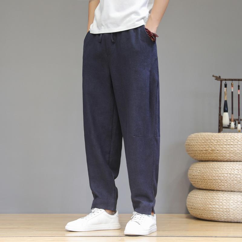 メンズ ファッション パンツ ズボン ロング レトロ チャイナ風 唐装 メンズ ストレート カジュアル ワイド 春