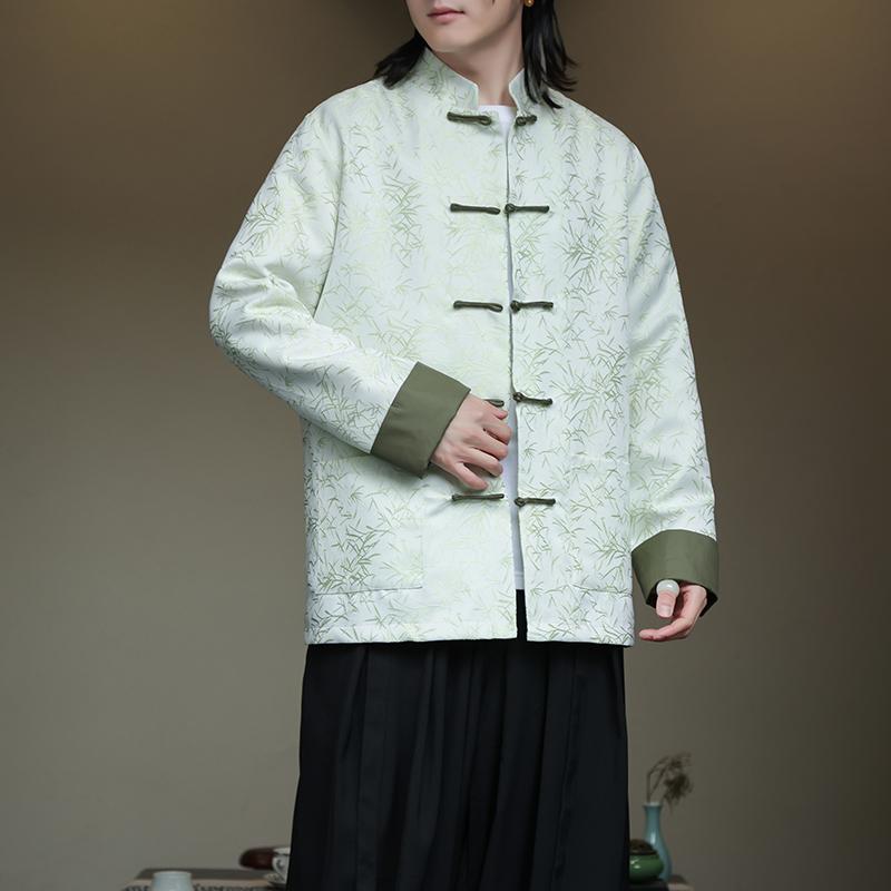 メンズ 中華風 ファッション トップス かっこいい カットソー シャツ レトロ チャイナ風 唐装 メンズ 漢服 カジュアル 長袖 刺繍 春秋