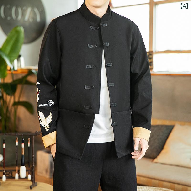 メンズ チャイナテイスト 上衣 中華服 かっこいい 中国 服 カンフー服 太極拳 流行り物 心地よい 普段着 レトロ ゆったり 成年者 メンズ 大きめ大きさ 年月