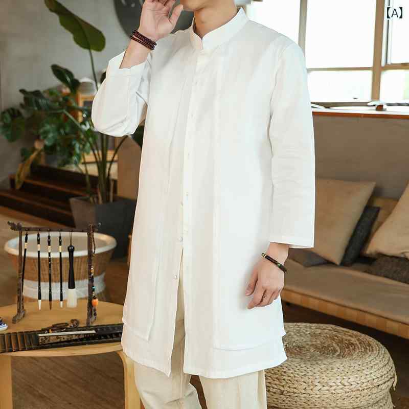 メンズ トップス チャイナテイスト プルオーバー 重ね着風 中華服 中国 服 流行り物 心地よい 普段着 レトロ ゆったり 成年者 メンズ 大きめ大きさ 春
