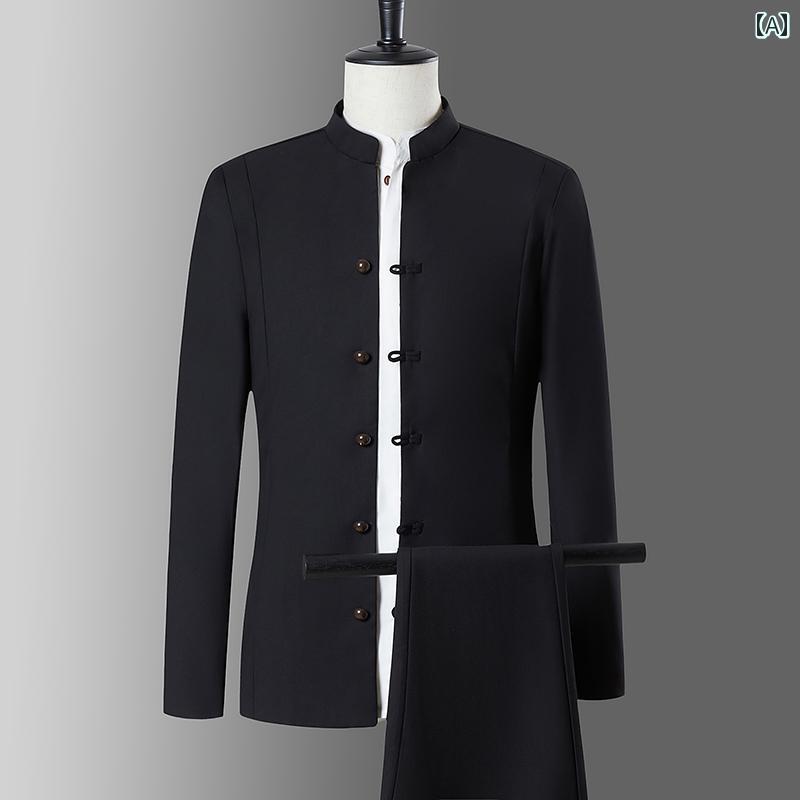 メンズ チャイナテイスト スーツ 中華服 中国 服 ファッション カジュアル 普段着 レトロ ゆったり 大人 メンズ 大きめサイズ 春