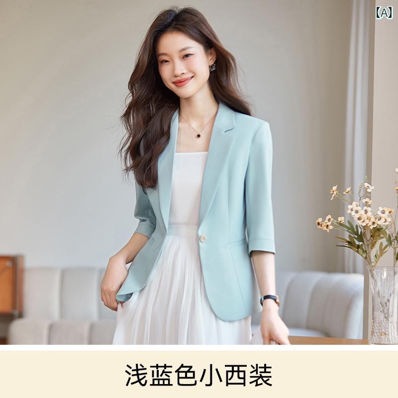 レディース ジャケット パンツワンピース 七分袖 春夏 薄手 ワークウェア ミーティング レセプション エレガント スタイリッシュ レディース
