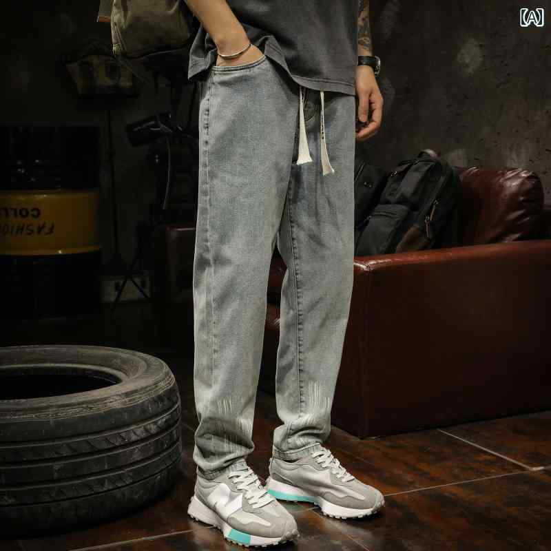デニム パンツ メンズ ファッション 秋 メンズ ジーンズ ストレート アメリカン ストリート レトロ パンツ 春秋 ズボン ジッパー ロング