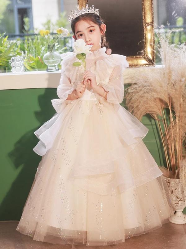 キッズ お姫様 ドレス プリンセス セレモニー ドレス バースデー 衣装 記念写真 豪華感 プリンセス フラワー ウェディング リトル 早春 子供 誕生日 ピアノ パフォーマンス