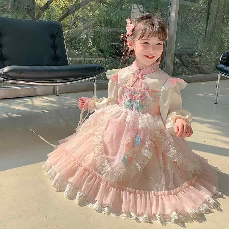キッズ ゴージャスドレス プリンセス セレモニー チャイナ風 フェアリー バースデー お姫様 ドレス ロリータ 女の子 ドレス 子供 春秋 ドレス チャイナ風 漢服 ドレス スカート