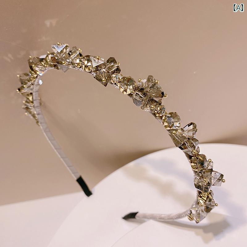 カチューシャ ヘアバンド ラインストーン ビジュー キラキラ 細 フープ レトロ ショート ヘア アクセサリー ヘッド おしゃれ かわいい 韓国 式典 快適