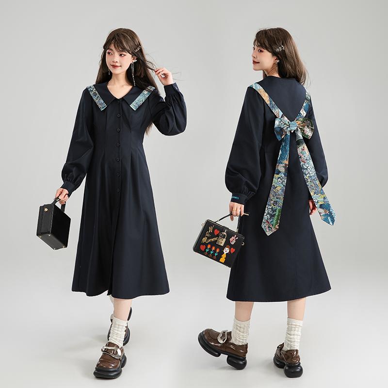 ワンピース ロングスカート ミニスカート 長袖 リボン おしゃれ モダン かわいい キュート 休日 リゾート デート レディース|セキュアデポ