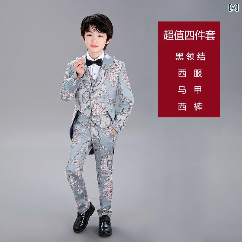 キッズ 背広 瀬戸もの風 中華 中国 光輝 花 総柄 刺しゅう 赤ちゃん ブラックタイ 3点 魔法使い お坊っちゃん 洋琴 告げ知らせる会 個人的特徴派 冷やりとした 演奏 お召しもの 寄りあい お召しもの 七五三