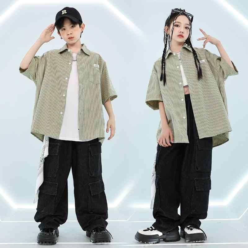 子供服 女の子 男の子 シャツ Tシャツ へそ出し パンツ コスチューム バンド ダンス ヒップホップ ストリート系 パフォーマンス 衣装 クール かっこいい キッズ