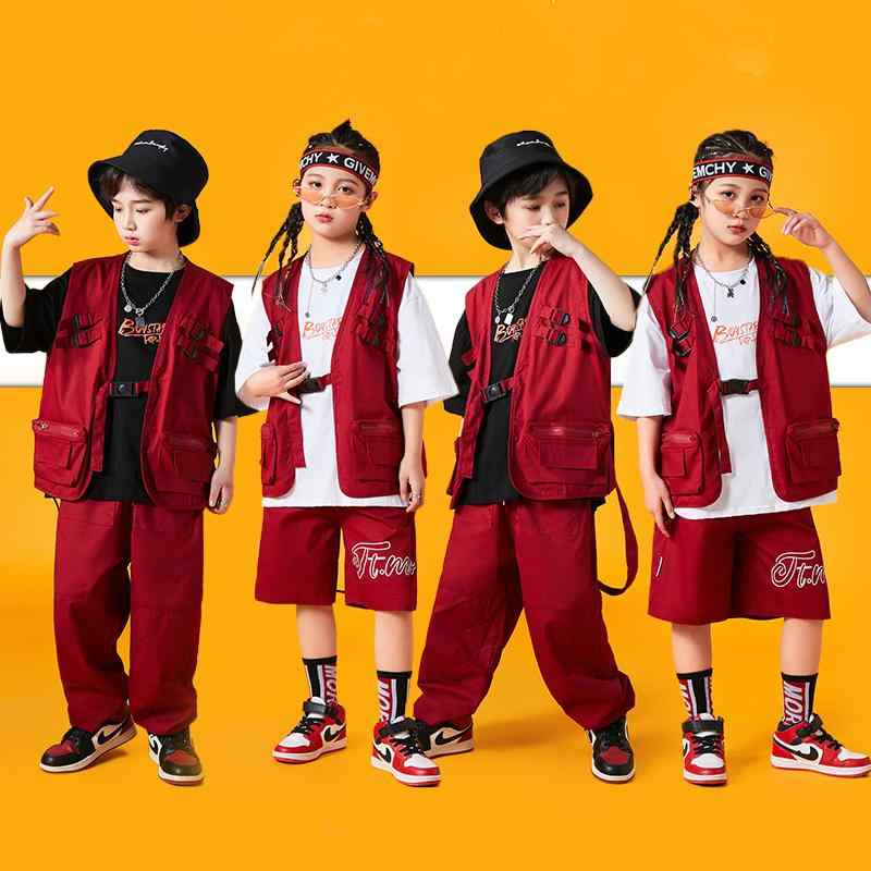 子供服 女の子 男の子 Tシャツ ベスト ショートパンツ コスチューム バンド ダンス ヒップホップ ストリート系 パフォーマンス 衣装 クール かっこいい キッズ