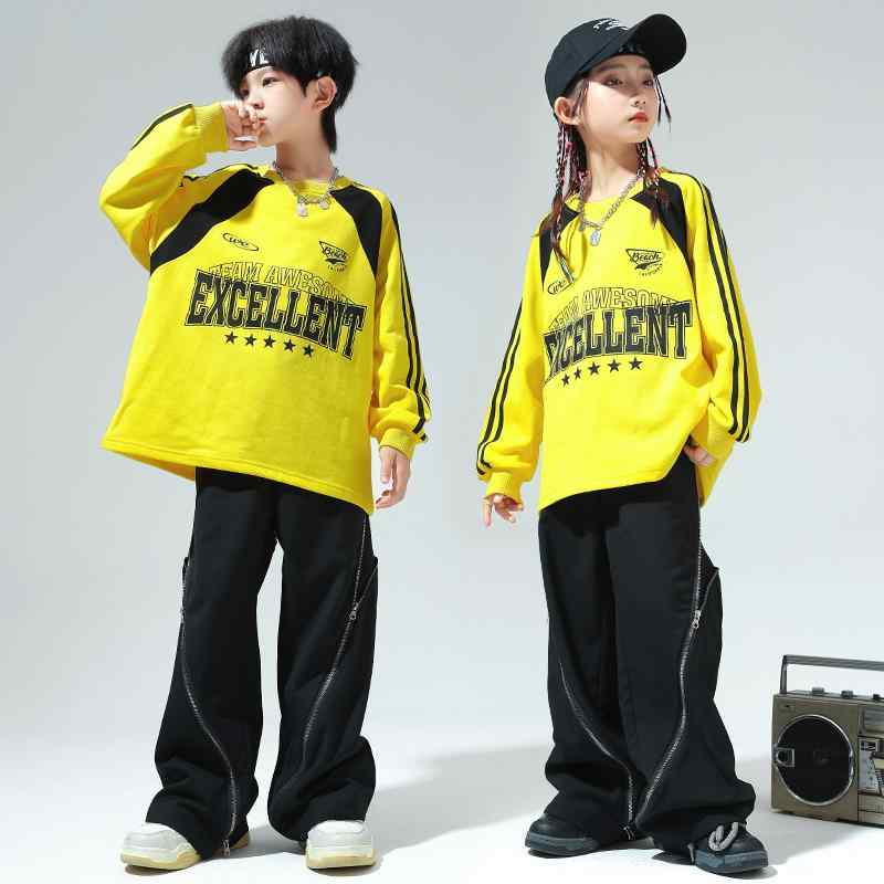 子供服 女の子 男の子 トレーナー デニムパンツ コスチューム バンド ダンス ヒップホップ ストリート系 パフォーマンス 衣装 クール かっこいい キッズ