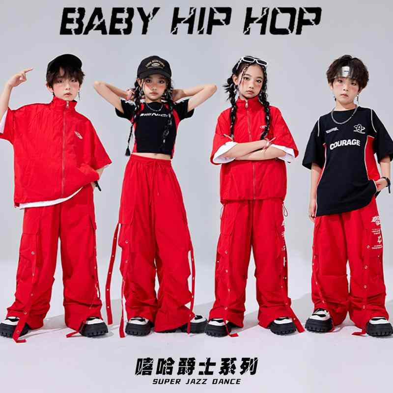 子供服 女の子 男の子 ジャケット Tシャツ へそ出し ベスト パンツ コスチューム バンド ダンス ヒップホップ ストリート系 パフォーマンス 衣装 クール かっこいい キッズ