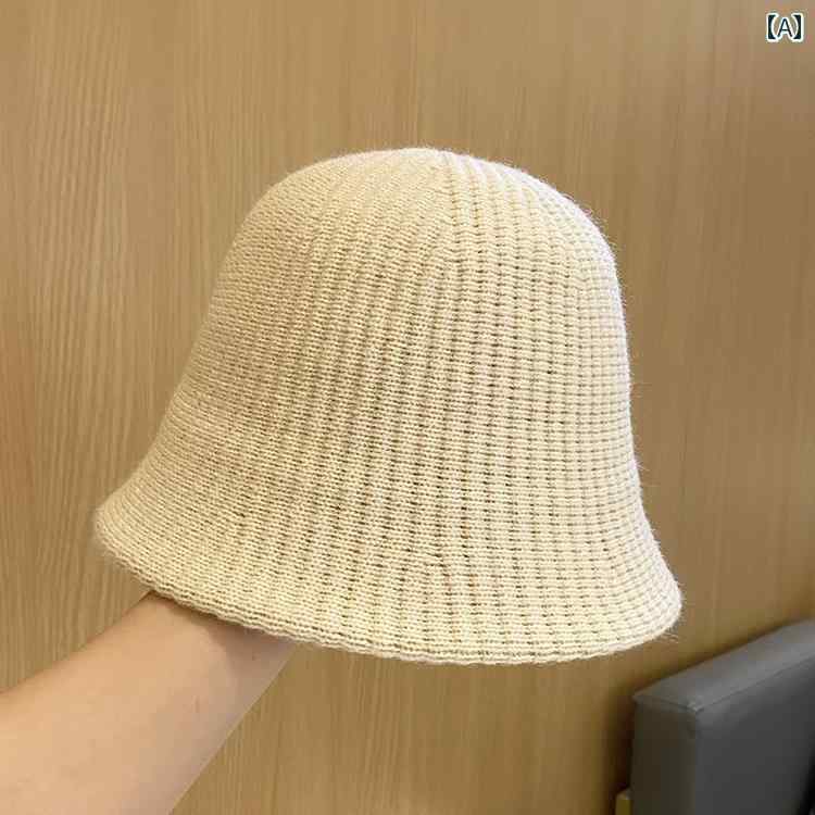 帽子 レディース 秋冬 ファッション 無地 シンプル ニット バケットハット 屋外 旅行 暖かい
