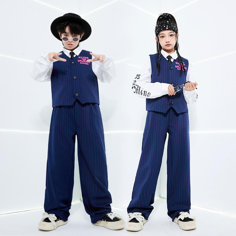 子供服 女の子 男の子 スーツ シャツ ベスト パンツ コスチューム バンド ダンス ヒップホップ パフォーマンス 衣装 セットアップ クール かっこいい キッズ