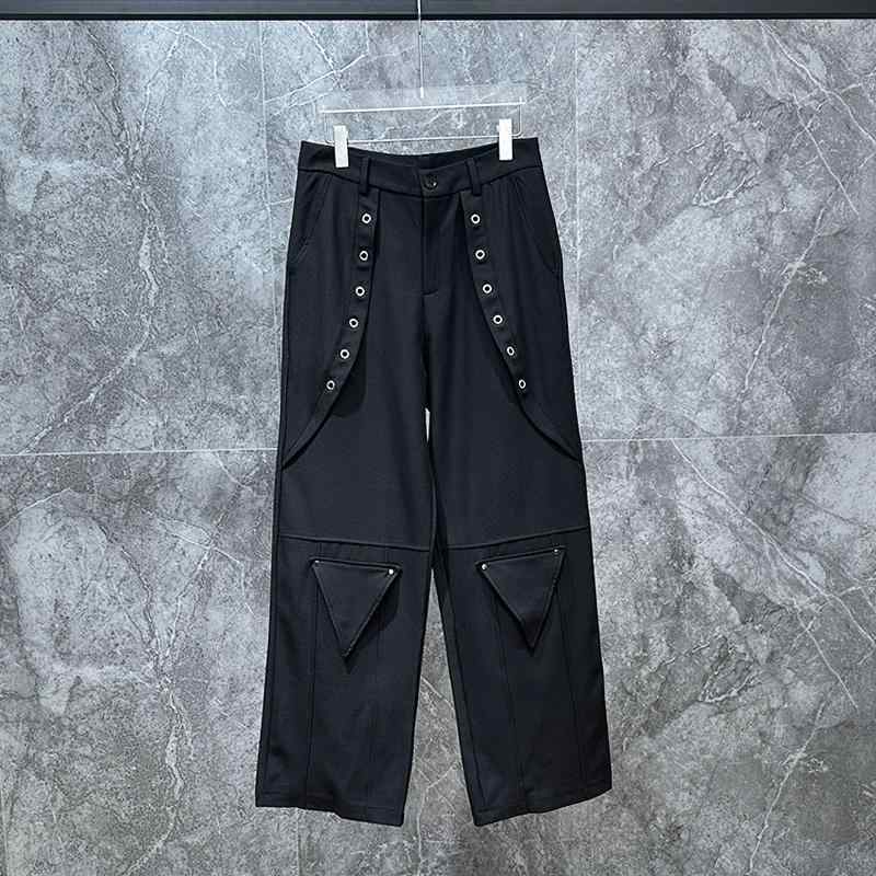 ストリート メタル装飾 個性 カジュアル パンツ メンズ ストレートレッグ ズボン ボトムス ファッション ストレッチ性 春秋