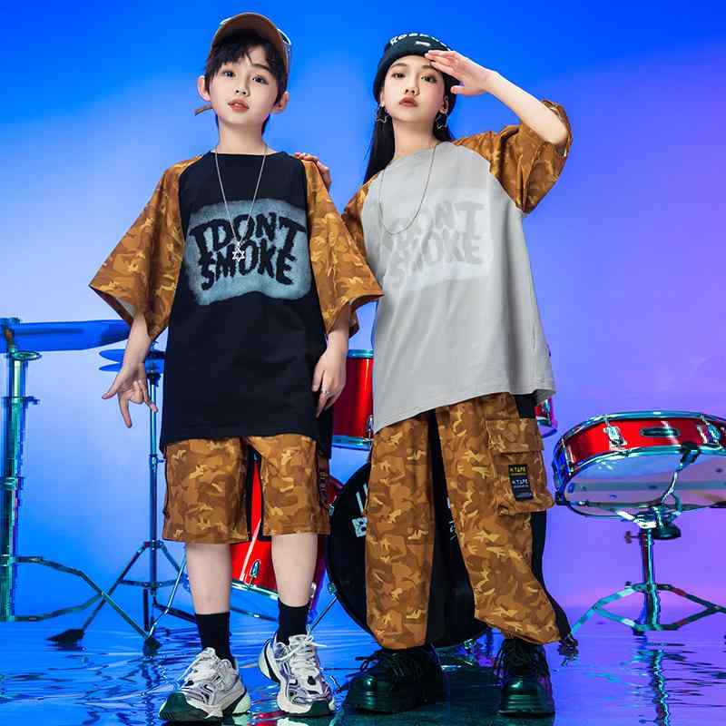 子供服 女の子 男の子 Tシャツ ショートパンツ コスチューム バンド ダンス ヒップホップ ストリート系 パフォーマンス 衣装 セットアップ クール かっこいい キッズ