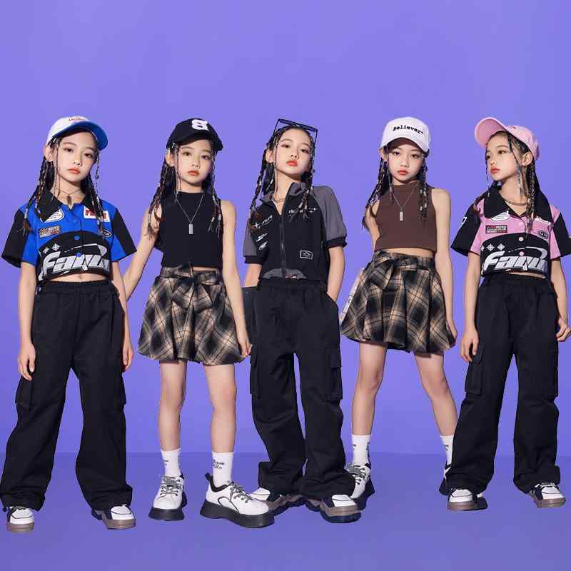 子供服 女の子 Tシャツ タンクトップ へそ出し パンツ ミニスカート コスチューム バンド ダンス ヒップホップ ストリート系 パフォーマンス 衣装 セットアップ クール かっこいい キッズ