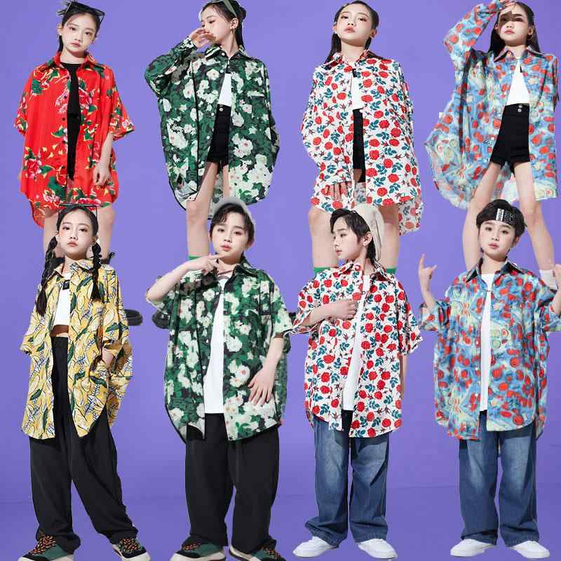 子供服 女の子 男の子 シャツ Tシャツ デニムパンツ コスチューム バンド ダンス ヒップホップ ストリート系 パフォーマンス 衣装 セットアップ クール かっこいい キッズ