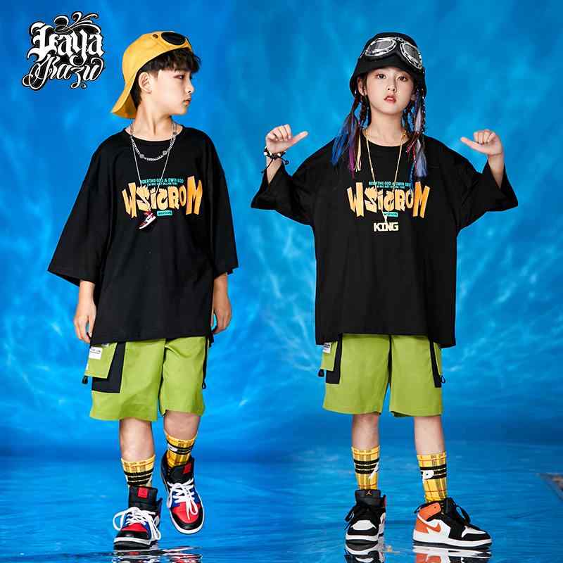 子供服 女の子 男の子 Tシャツ ショートパンツ 夏 コスチューム バンド ダンス ヒップホップ ストリート系 パフォーマンス 衣装 セットアップ クール かっこいい キッズ