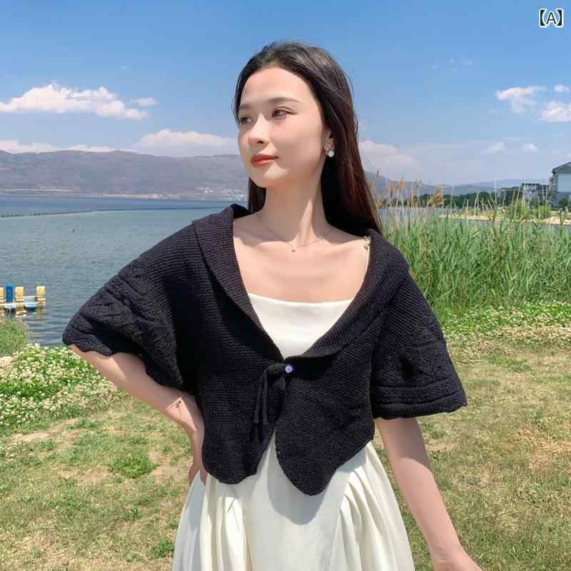 トップス ファッション アクセサリー チャイナ風 ニット アウター ショール スカーフ 無地 多 レディース カーディガン