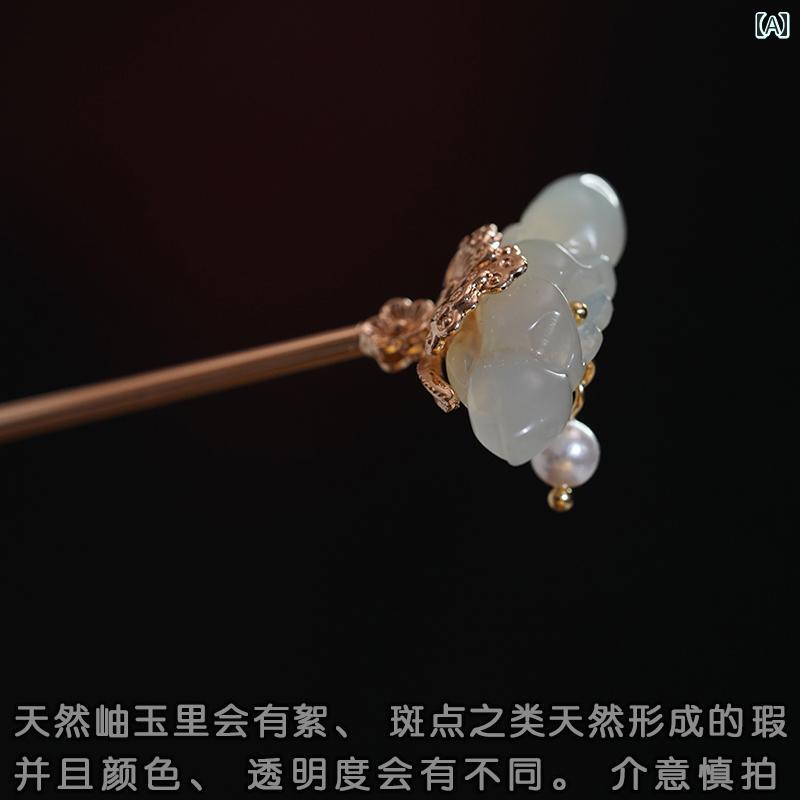 かんざし 水 クリア ストーン 透明感 蝶 花 水 秀玉 ゴールド チェーン ヘアピン レディース レトロ シンプル チャイナ風 中華 和 Ｕ字型 着物 髪刺し 髪留め 髪飾り