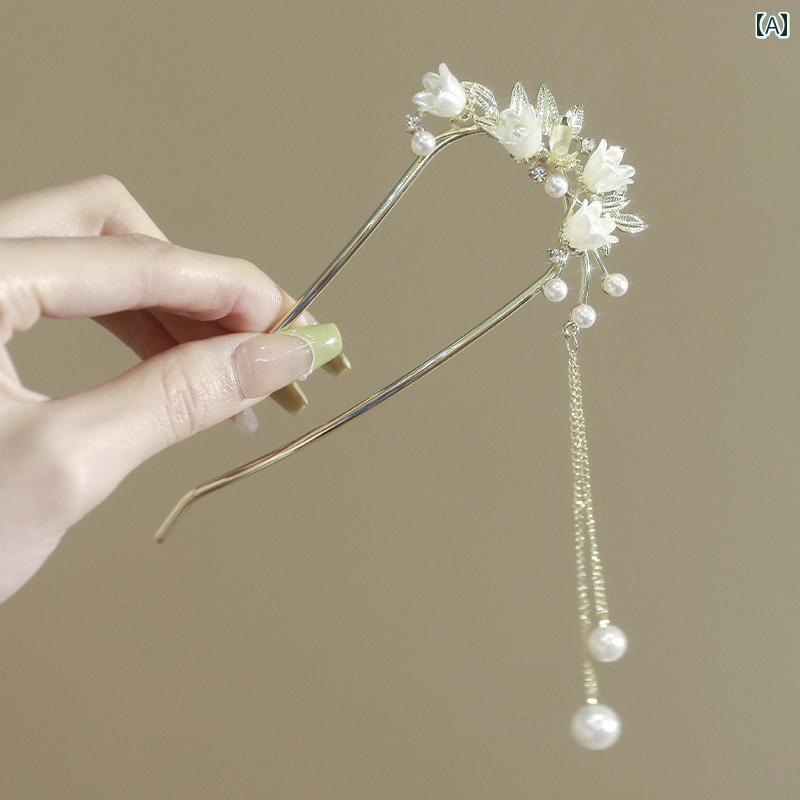 かんざし レトロ モダン 大人式 母の日 フェアリー 蘭の花 U字 チャイナ風 スイング レディース アクセサリー 髪飾り レディース