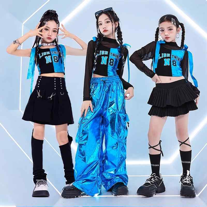 子供服 女の子 Tシャツ タンクトップ へそ出し パンツ ミニスカート 夏 コスチューム バンド ダンス ヒップホップ ストリート系 パフォーマンス 衣装 クール かっこいい キッズ