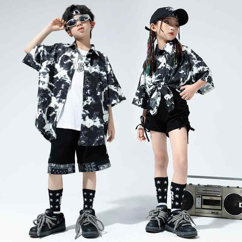 子供服 女の子 男の子 シャツ Tシャツ ショートパンツ コスチューム バンド ダンス ヒップホップ ストリート系 パフォーマンス 衣装 クール かっこいい キッズ