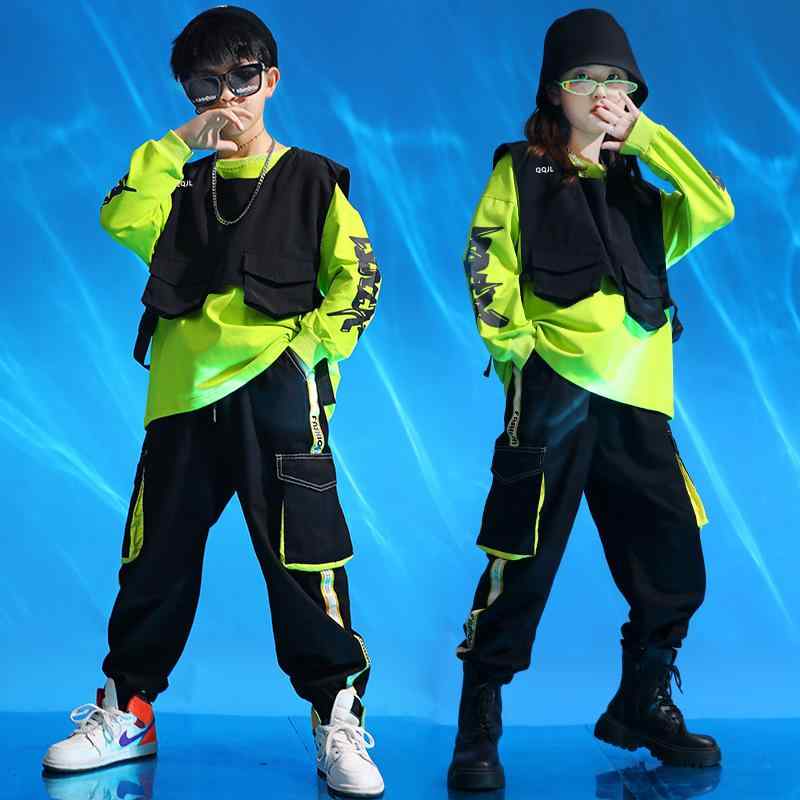 子供服 女の子 男の子 トレーナー ベスト パンツ 秋冬 コスチューム バンド ダンス ヒップホップ ストリート系 パフォーマンス 衣装 クール かっこいい キッズ