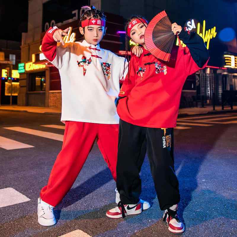 子供服 女の子 男の子 トレーナー パンツ スウェットスーツ チャイナ風 コスチューム バンド ダンス 運動会 体操服 パフォーマンス 衣装 クール かっこいい キッズ