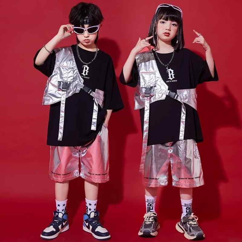 子供服 女の子 男の子 Tシャツ ショートパンツ コスチューム バンド ダンス ヒップホップ ストリート系 パフォーマンス 衣装 クール かっこいい キッズ