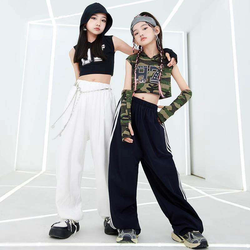 子供服 女の子 Tシャツ タンクトップ へそ出し スウェットパンツ コスチューム バンド ダンス ヒップホップ ストリート系 パフォーマンス 衣装 クール かっこいい キッズ