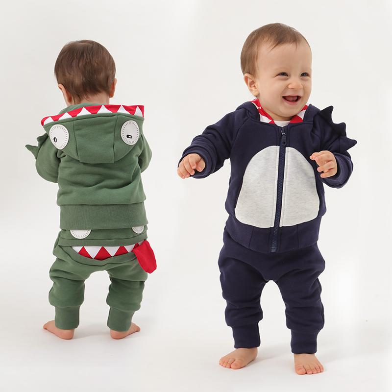 キッズ 子供服 ベビー服 赤ちゃん セットアップ 2点セット かわいい モンスター 秋冬 厚手 冬 暖かい