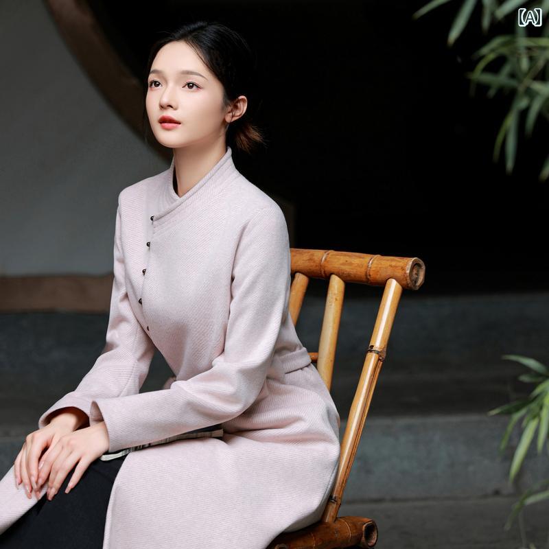 レディース アウター 中国 瞑想茶師服 冬服 唐装 ジャケット 丈 チャイナ風 仏教 瞑想服 在家服