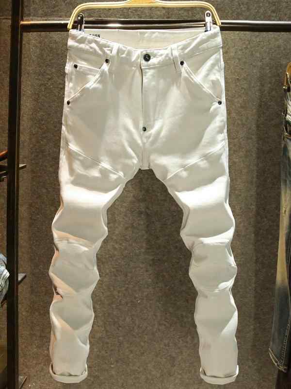 ホワイト デニム メンズ おしゃれ Gパン カジュアル モーター サイクル ジーンズ 秋冬 スリムフィット ストレッチパンツ 厚手 ファッション 性 パンツ