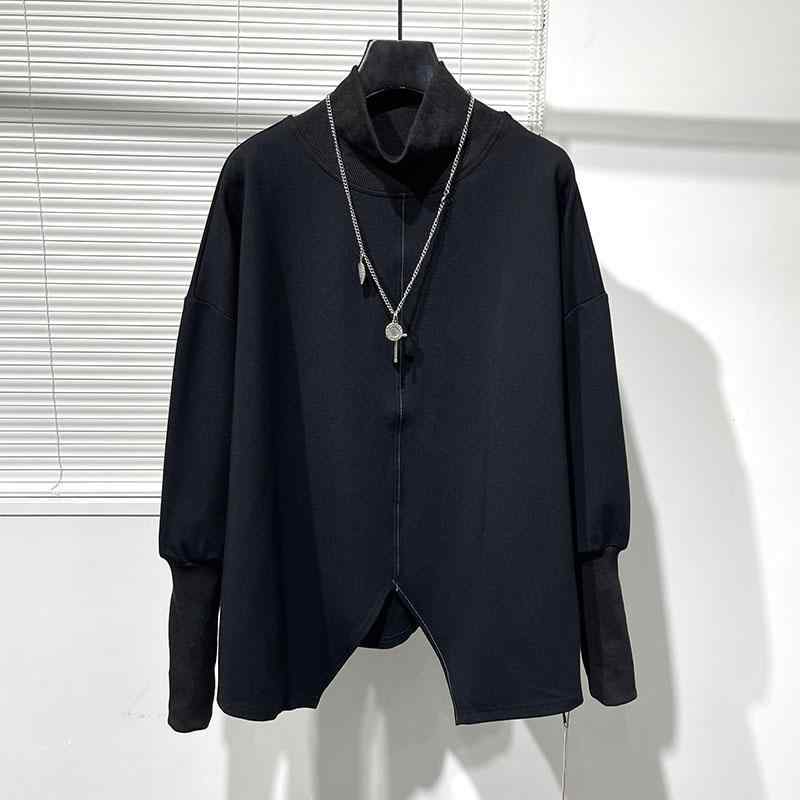 メンズ 成人男性服 メンズ トップス 流汗 調教師 秋冬 分かりやすい ハイネック 細長い切口 折り返し メンズファッション-スウェット・トレーナー